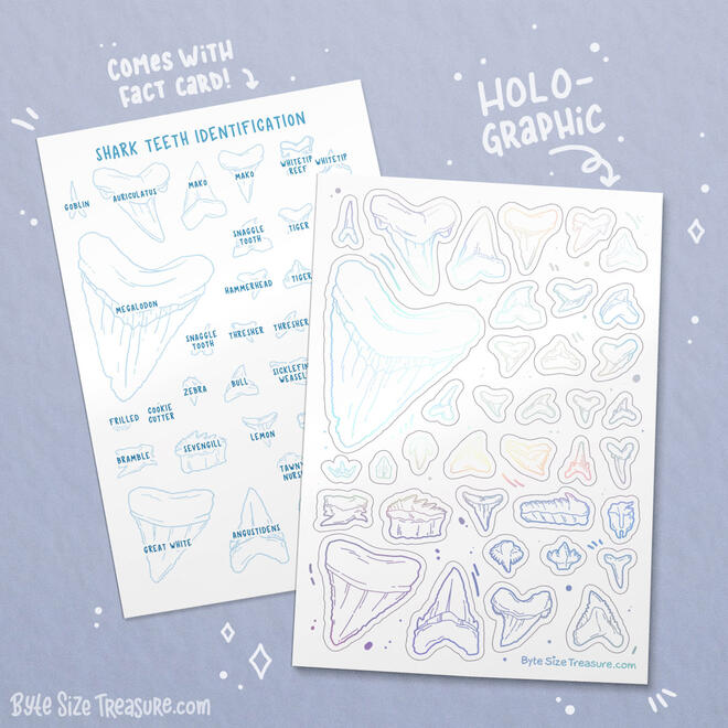 Holographic Shark Teeth Sticker Sheet
