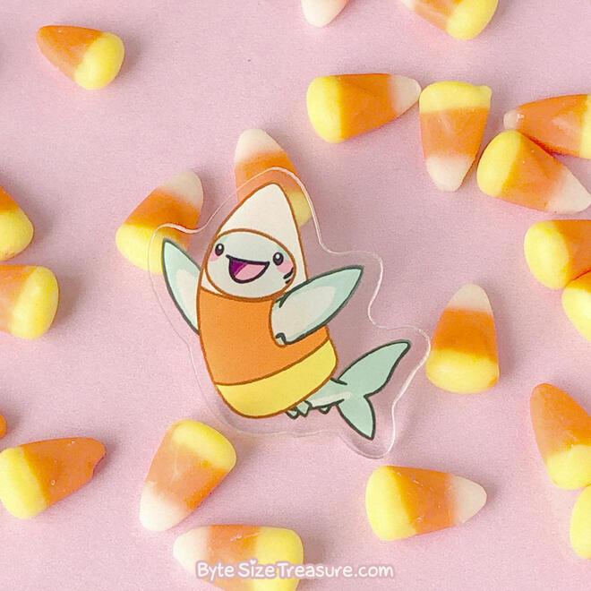 Candy Corn Shark Acrylic Pin