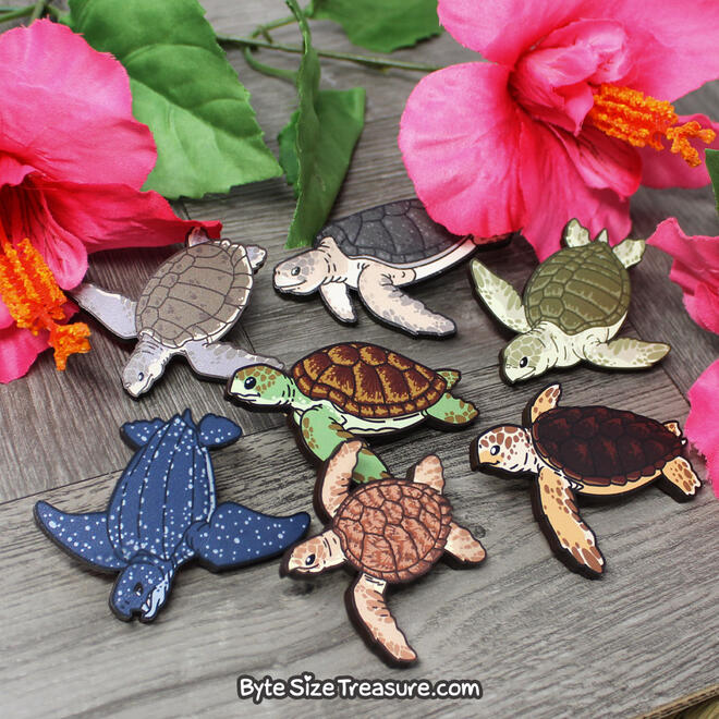 Wooden Sea Turtle Pins