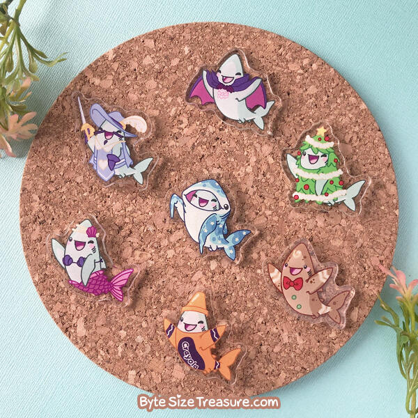Shark Costume Acrylic Pins