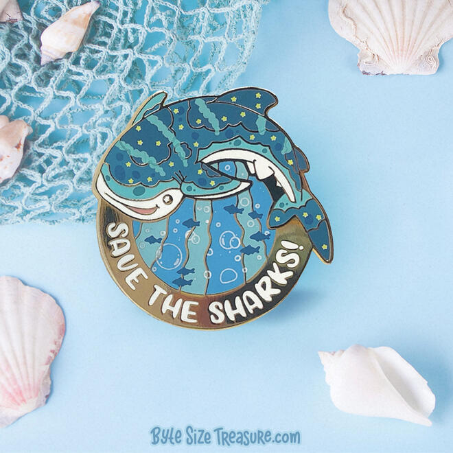 Save the Whale Sharks Enamel Pin